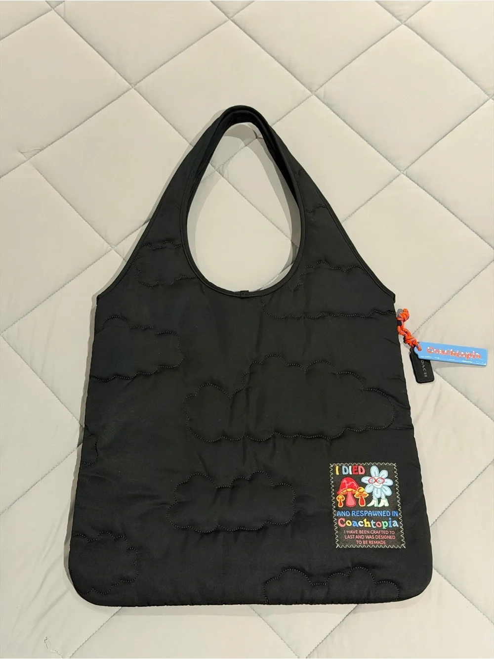 Coachtopia Loop Black Quilted Cloud Tote